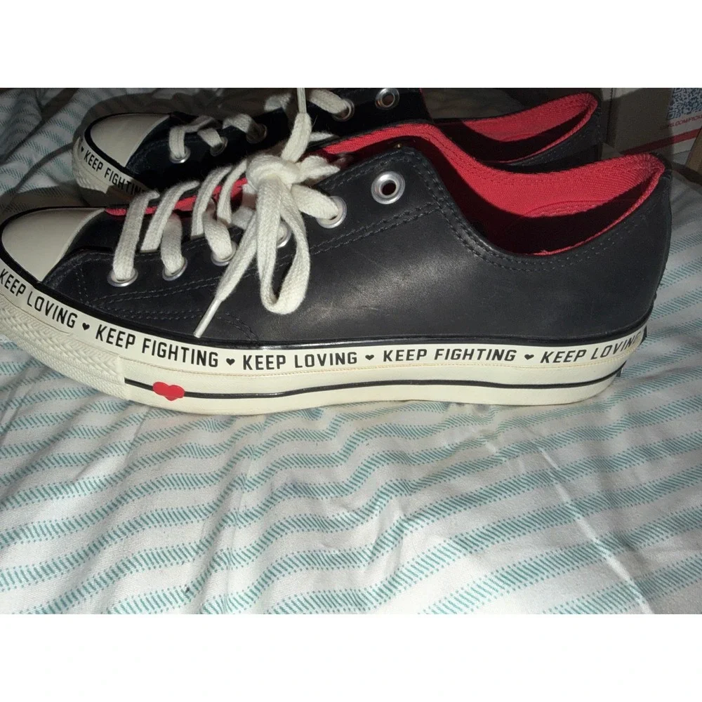 Converse Chuck Taylor All‎ Star Love Fearlessly Black Leather Low Top - Picture 3 of 7
